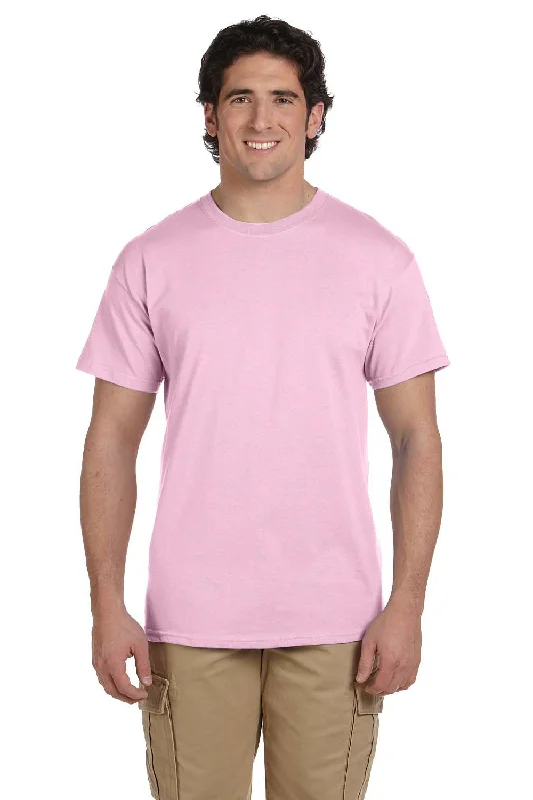 Modern Fit Look Fruit Of The Loom Mens HD Jersey Short Sleeve Crewneck T-Shirt - Classic Pink - Closeout