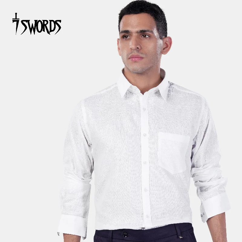 Elevated Weekend 7swords-Bright White Premium Cotton Shirt