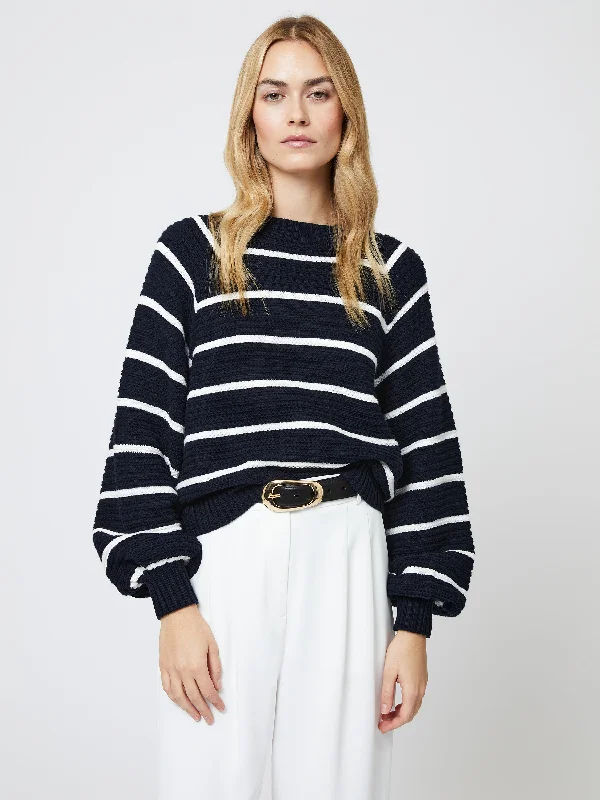 Monochrome Comfort Lily Mozart Striped Crewneck Sweater