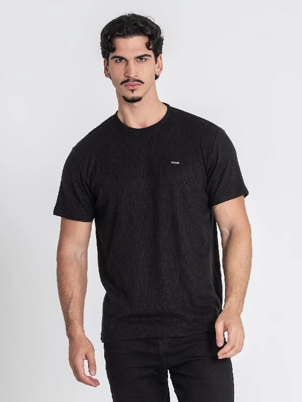 Smart Relaxed Black Striped Tee