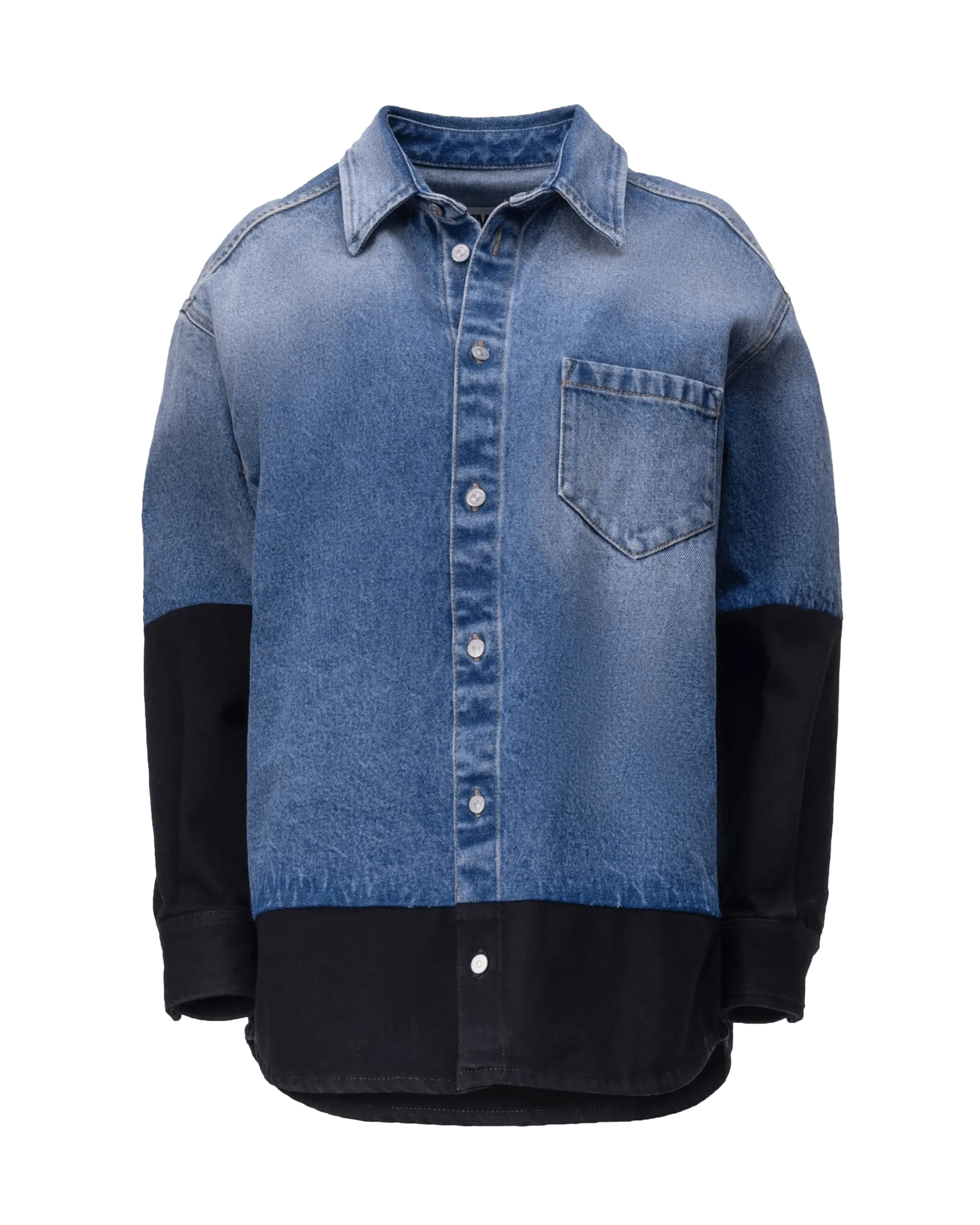 Elevated Outerwear Spliced Denim Shirt