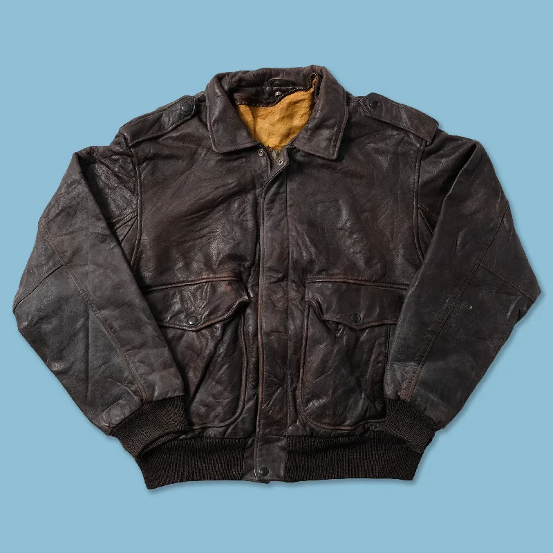 Weekend Sporty Vintage Leather Flight Jacket Small