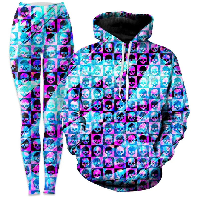 Cozy Chic Look Skull Fam Blue Hoodie and Leggings Combo