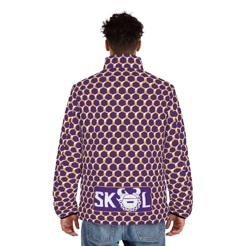 Rugged Elegance Puffer Jacket - Purple/Gold Hex