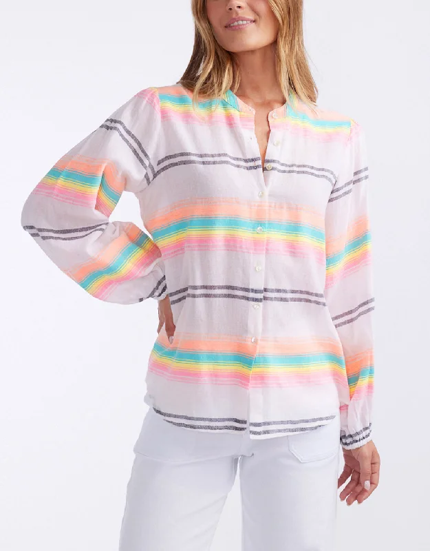 Smart Monochrome Malibu Blouse - Neon Stripe