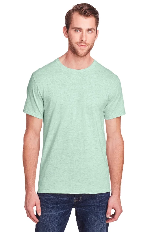 Elevated Pastels Fruit Of The Loom Mens Iconic Short Sleeve Crewneck T-Shirt - Heather Mint Green - Closeout