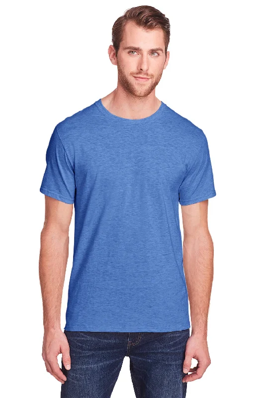 Soft Classics Fruit Of The Loom Mens Iconic Short Sleeve Crewneck T-Shirt - Heather Retro Royal Blue - Closeout