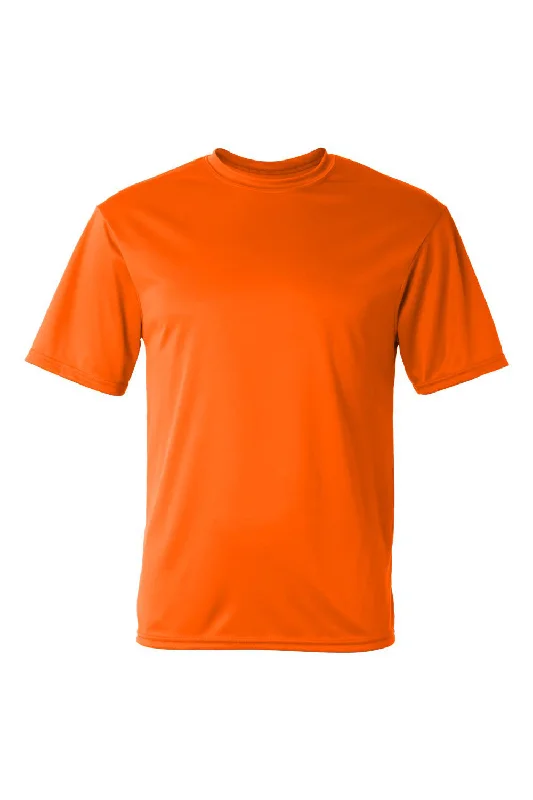 Smart Monochrome C2 Sport Mens Performance Moisture Wicking Short Sleeve Crewneck T-Shirt - Safety Orange