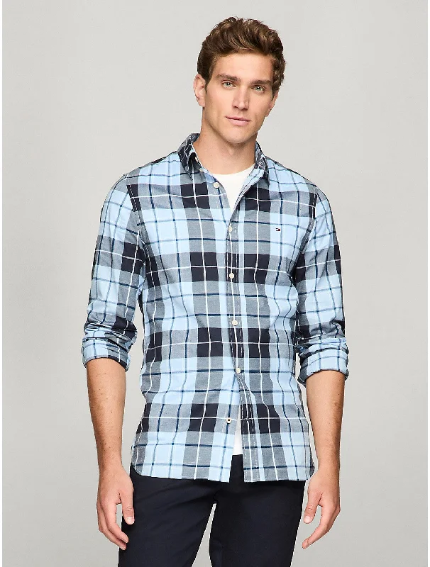 Elevated Weekend Look Tommy Hilfiger Men's THFlex Plaid Slim Fit Poplin Shirt