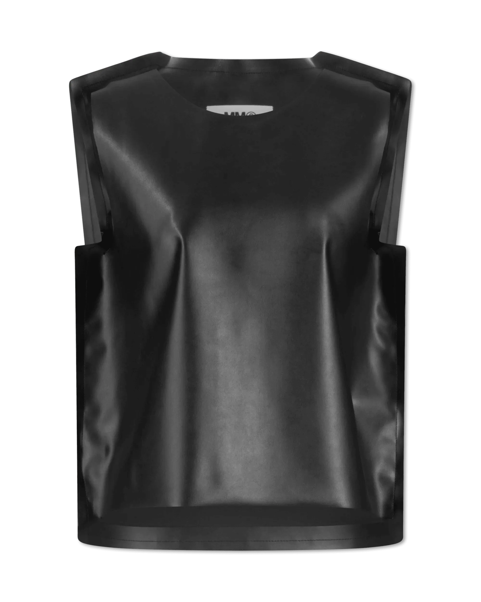 Bold Outerwear Sleeveless Faux Leather Boxy Top