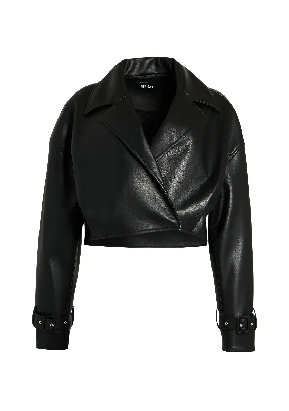 Classic Edge Koda Vegan Leather Cropped Trench