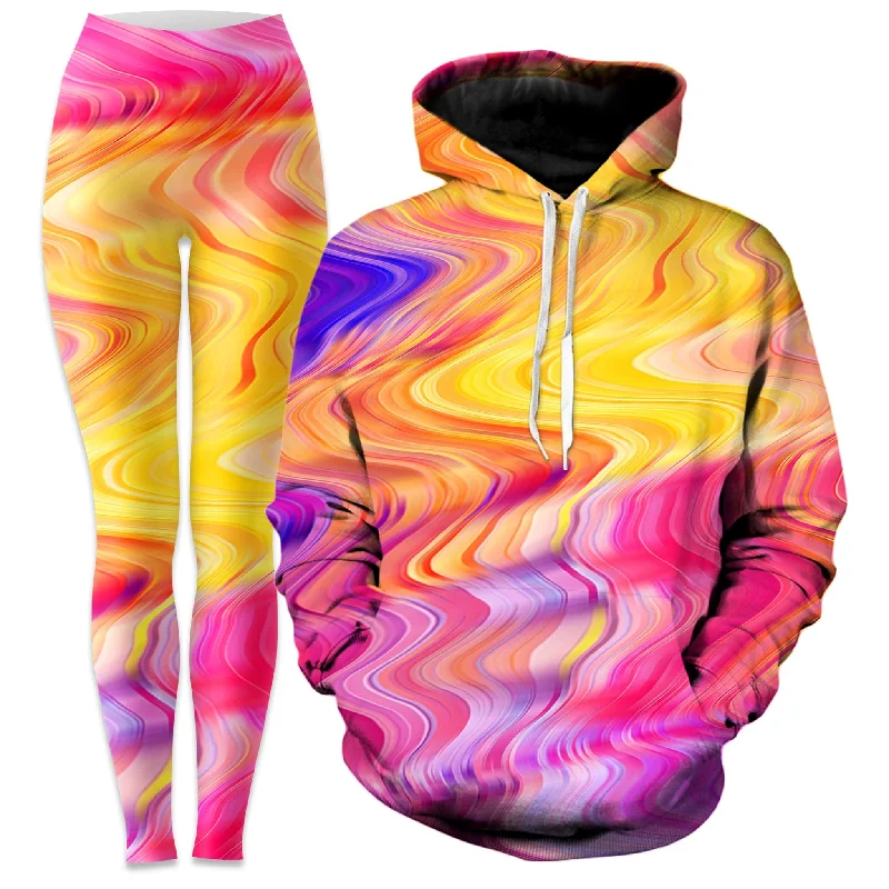 Sleek Edge Look Psychedelic Aftershock Hoodie and Leggings Combo