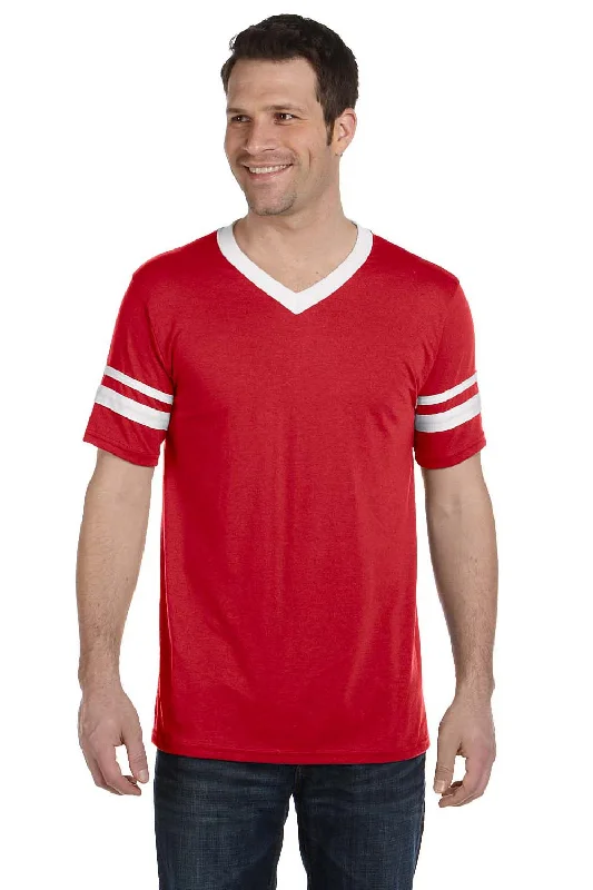 Clean Patterns Augusta Sportswear Mens Short Sleeve V-Neck T-Shirt - Red/White