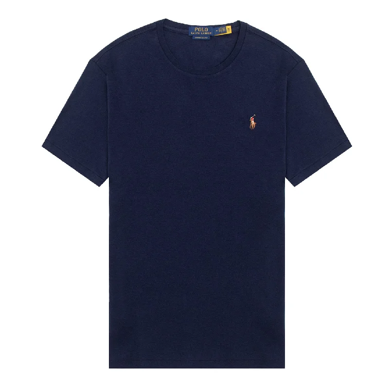 Contemporary Street Look Polo Ralph Lauren Custom Slim Fit Soft Cotton T-Shirt Refined Navy