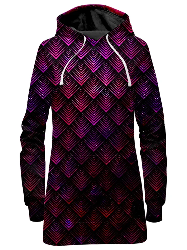 Stylish Fit Look Galactic Dragon Scale Pink Hoodie Dress