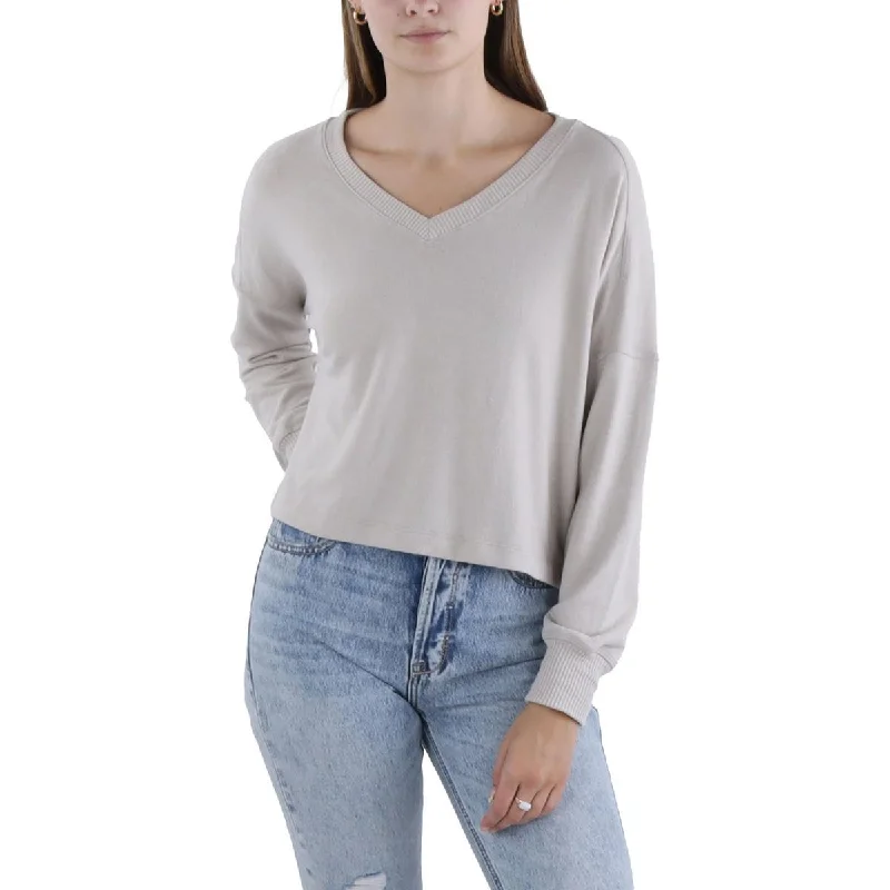 Sophisticated Tailoring Michael Stars Womens V-Neck Ribbed Trim Pullover Sweater