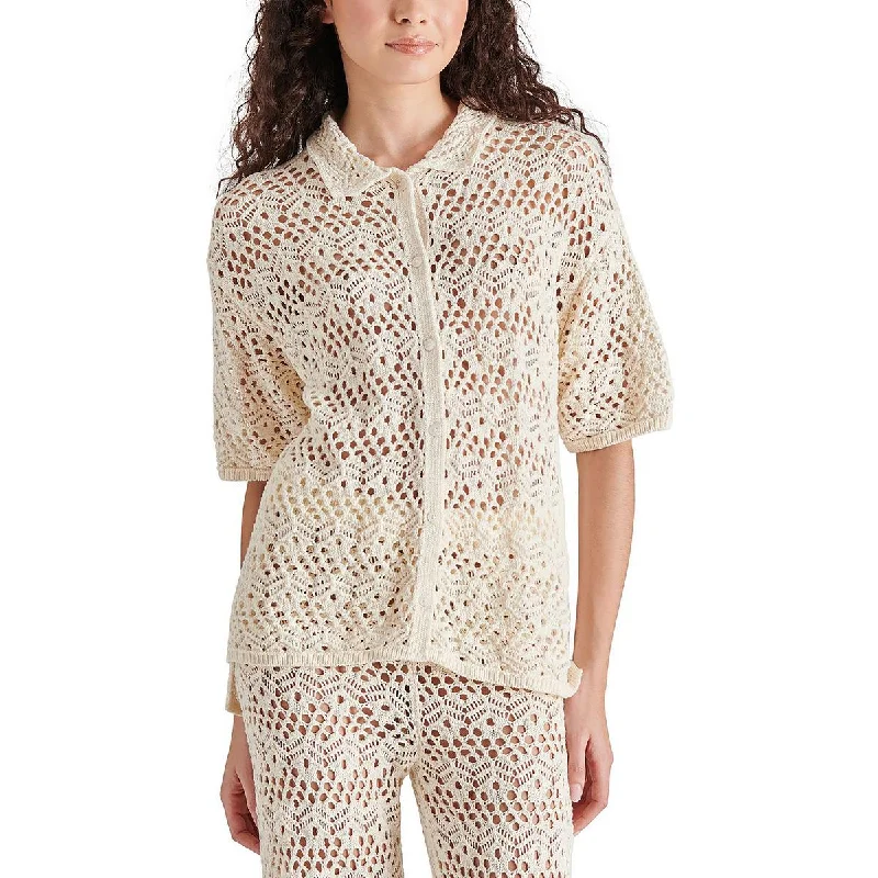 Cozy Fitwear Steve Madden Womens Avana Cotton Crochet Cardigan Sweater