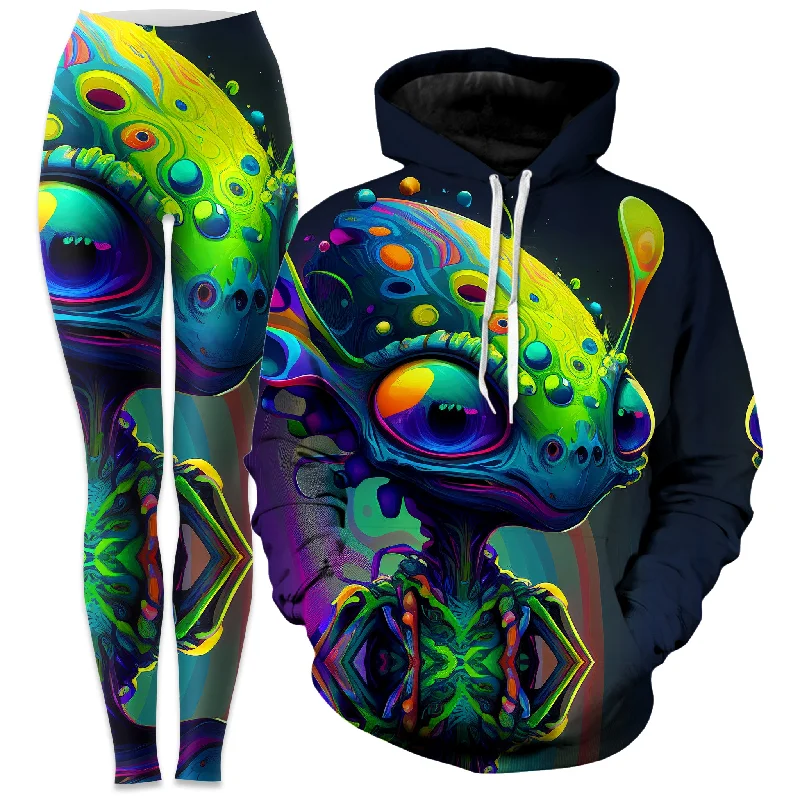 Simplified Casual Look Friendly Visitors Hoodie and Leggings Combo