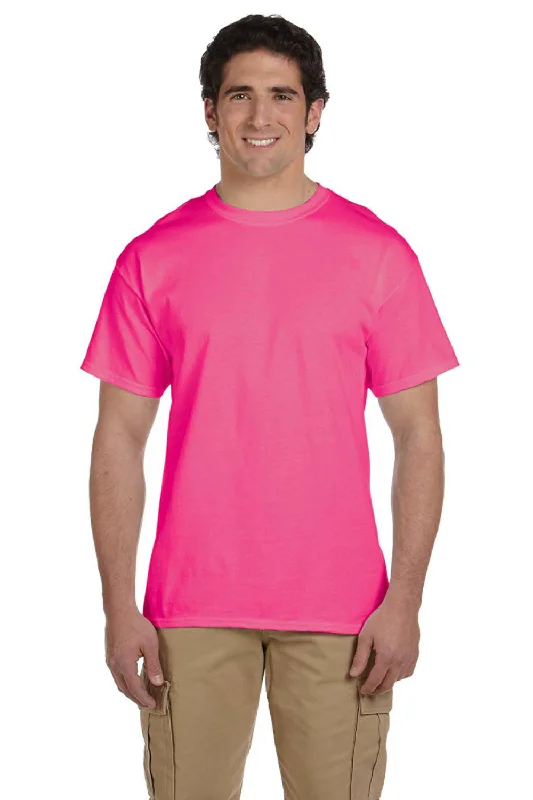 Sleek Weekend Fruit Of The Loom Mens HD Jersey Short Sleeve Crewneck T-Shirt - Heather Retro Pink - Closeout