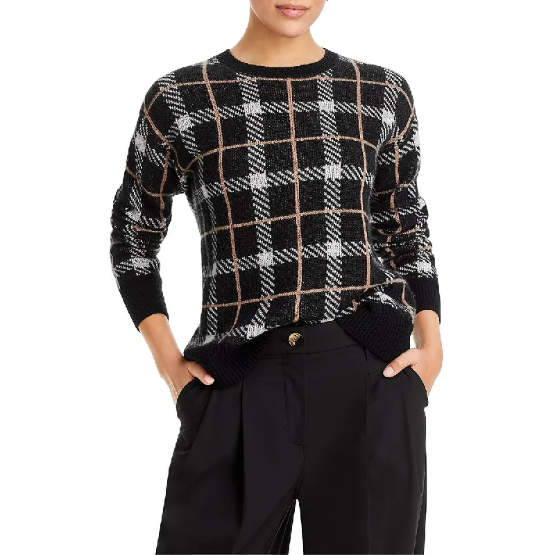 Contemporary Street Look Private Label Womens Cashmere Plaid Pullover Sweater