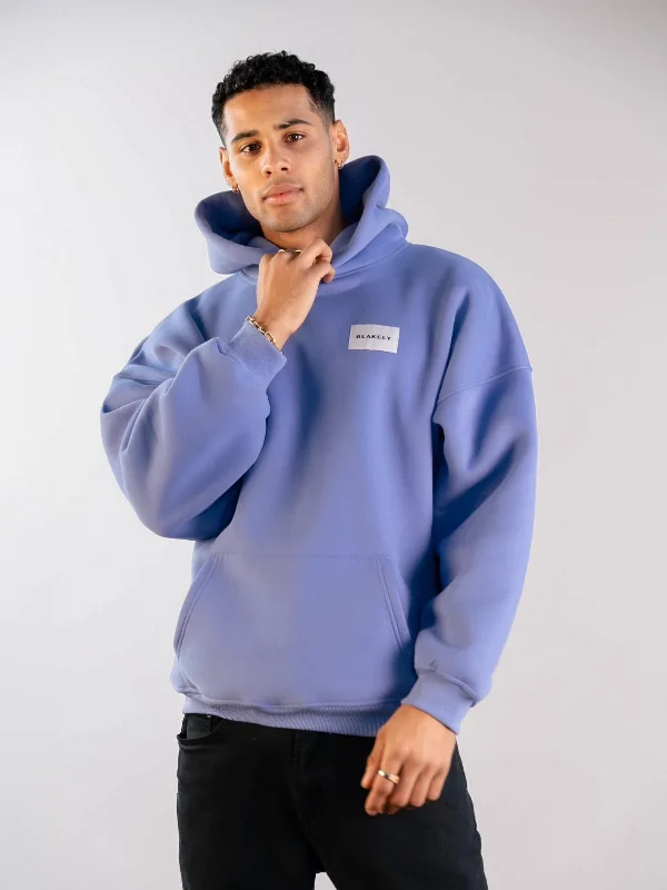 Relaxed Sport Look Label Relaxed Hoodie - Lilac Blue