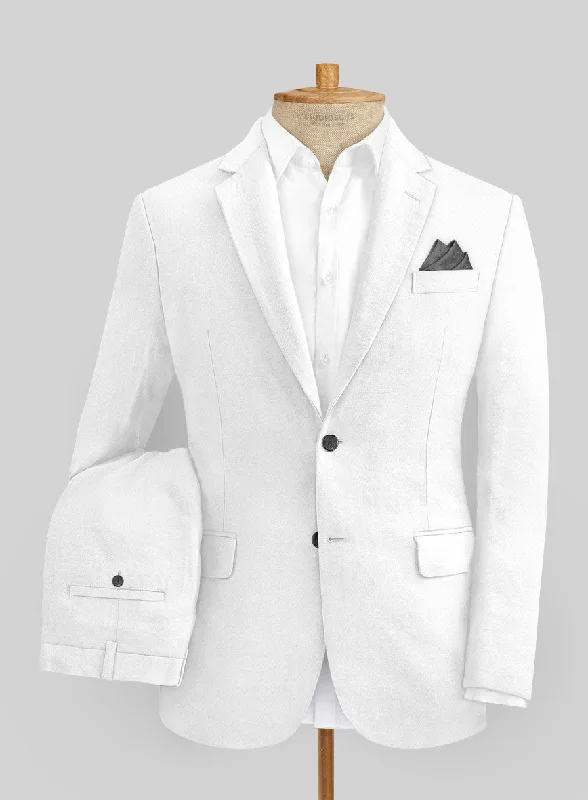 Casual Fitwear Italian Prato White Linen Suit