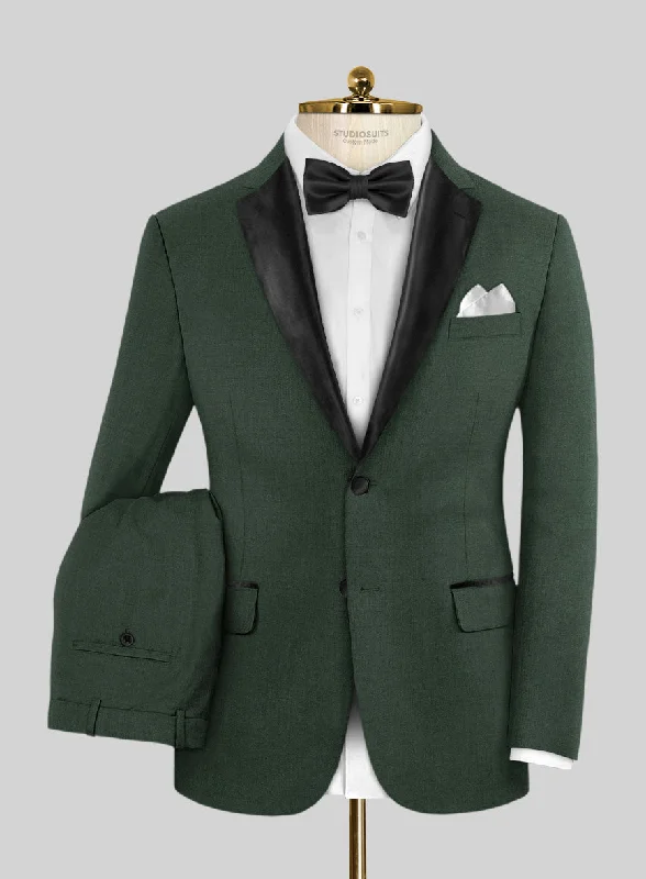 Tailored Elegance Napolean Green Wool Tuxedo Suit