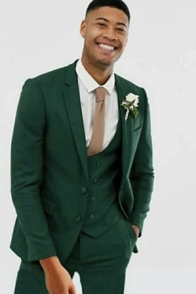 Smart Fitwear Men Emerald Green Three Piece Suit Wedding Grooms Suit Dinner Suit, Party Suit, Bespoke Tailoring