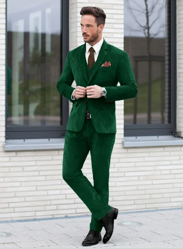 Modern Fit Look Emerald Green Velvet Suit