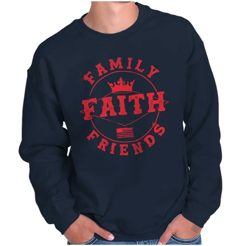 Relaxed Fit Look Faith Family Friends Crewneck Sweatshirt