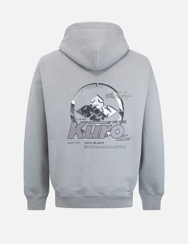 Sleek Tailored Snow Mountain-pattern Kamon Print Hooded Sweatshirt