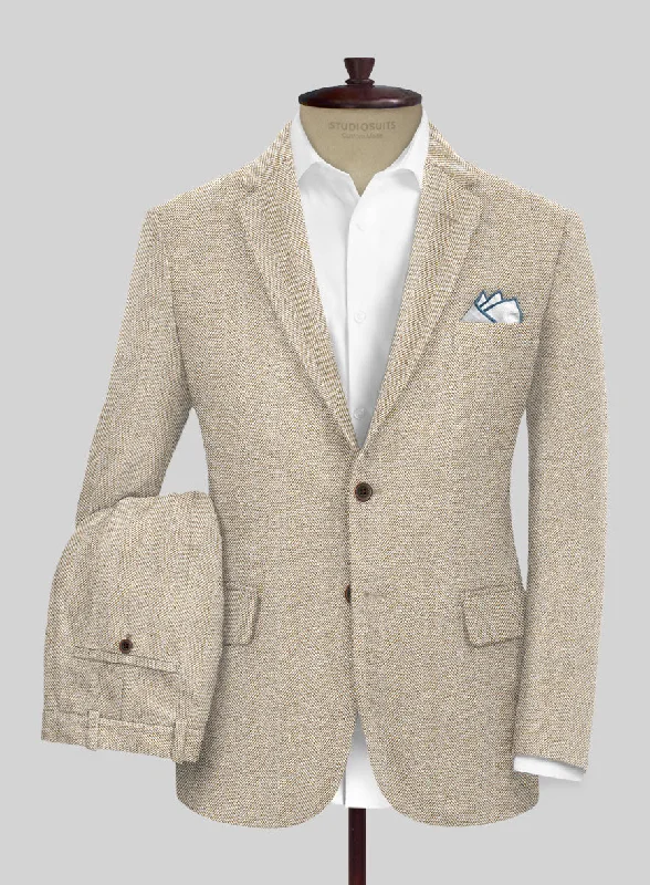 Classic Comfort Naples Wide Herringbone Beige Tweed Suit