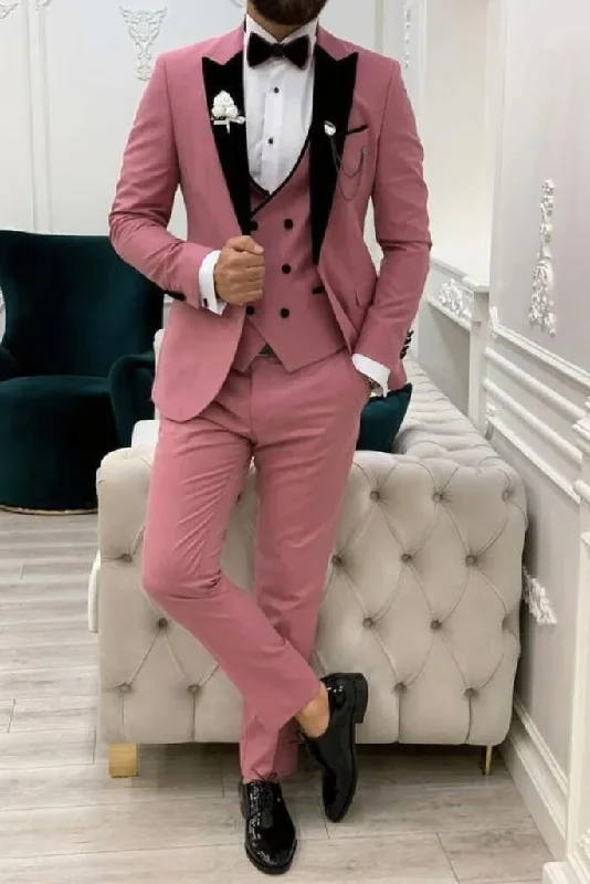 Smart Sport Look Men 3 Piece Peach Tuxedo Suit Wedding Slim Fit Suit, Dinner Suit Party Wear Bespoke Groom Suits