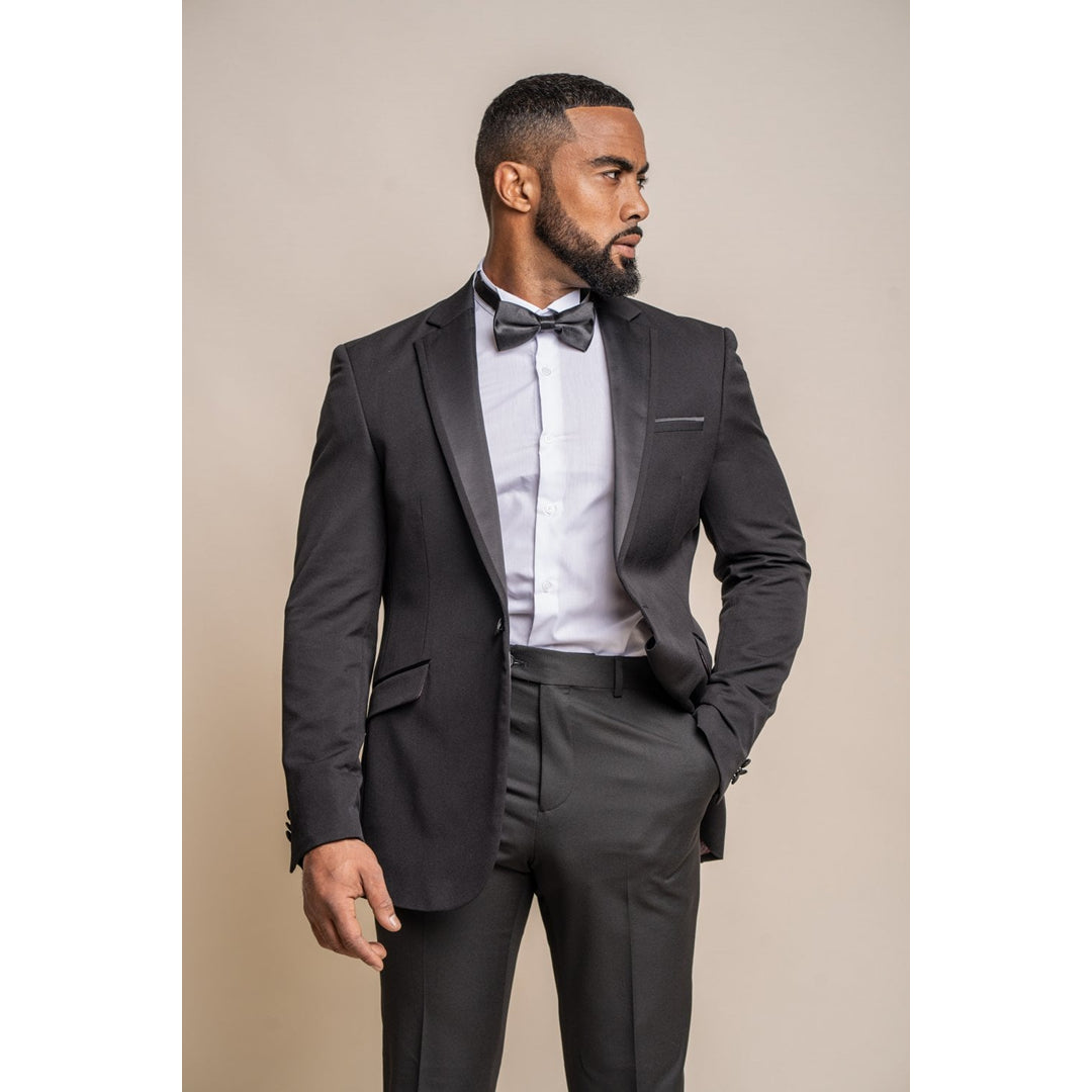 Smart Monochrome Tux - Men's Black Tuxedo 2 Piece Classic Wedding Suit