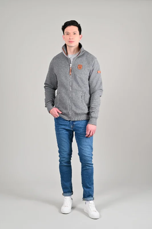 Sleek Tailored Crux Dark Heather Grey Full-Zip Sweatshirt