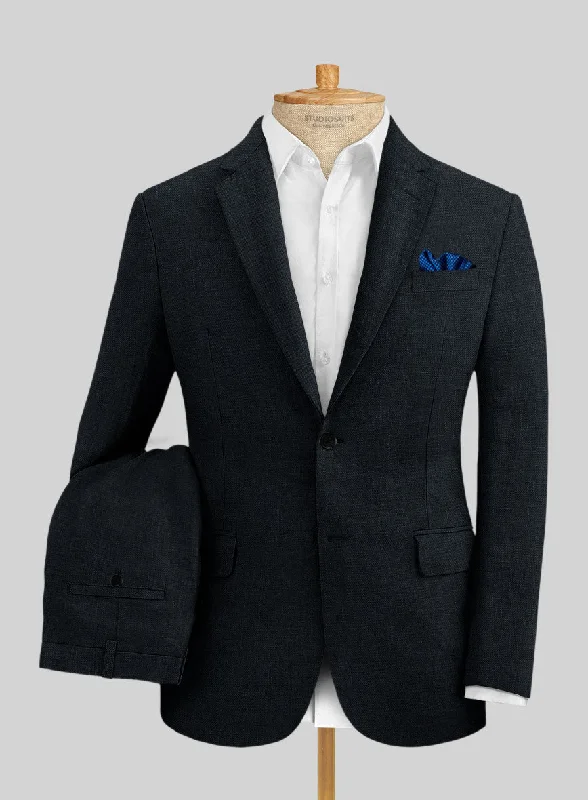 Elevated Fitwear Italian Prato Midnight Linen Suit