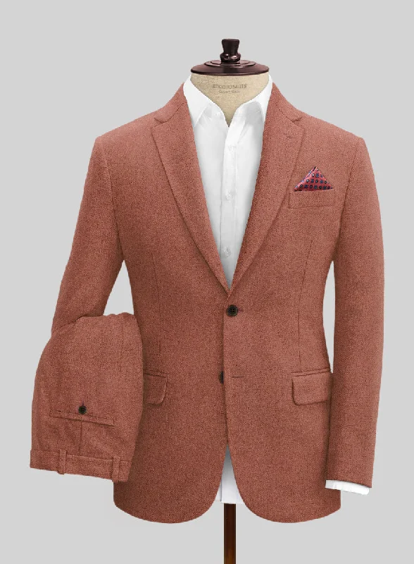 Casual Rugged Naples Dark Salmon Pink Tweed Suit