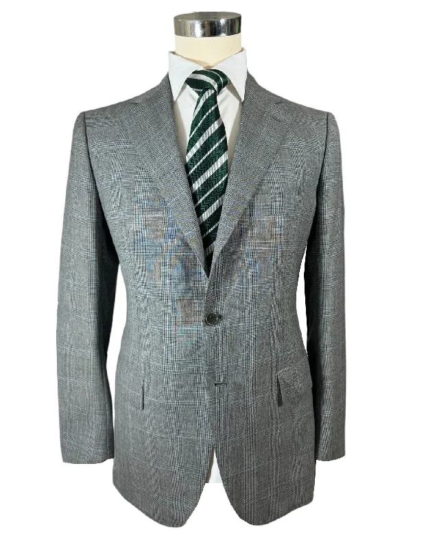 Rugged Sport Look Cesare Attolini Suit Gray Blue Plaid EU 50/ US 40