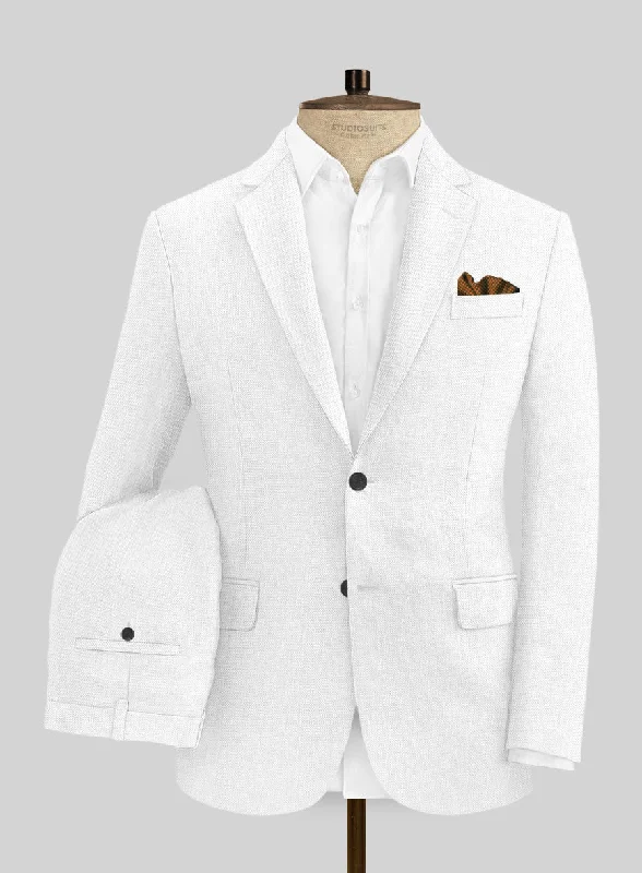 Stylish Fitwear Italian Prato White Dobby Linen Suit