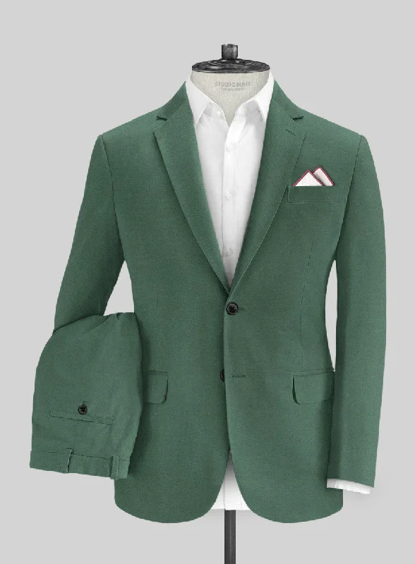 Weekend Fit Look Italian Spring Green Cotton Stretch Suit