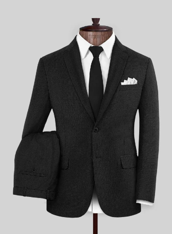 Relaxed Street Look Reda Cashmere Black Wool Suit