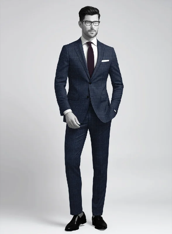 Sleek Weekend Napolean Porter Prince Of Wales Blue Wool Suit