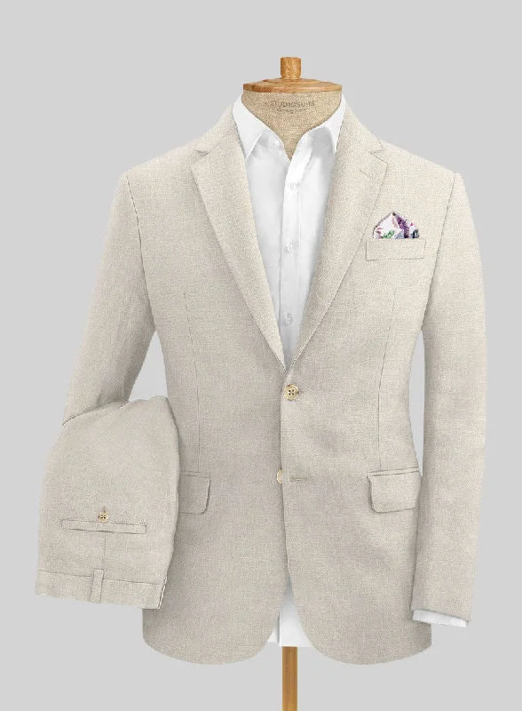 Neutral Sport Look Italian Prato Beige Linen Suit