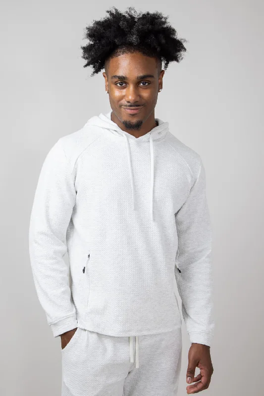 Simplistic Basics 1897 Active Diamond Weave Hoodie for Men in Oatmeal | MJ895-OATMEAL