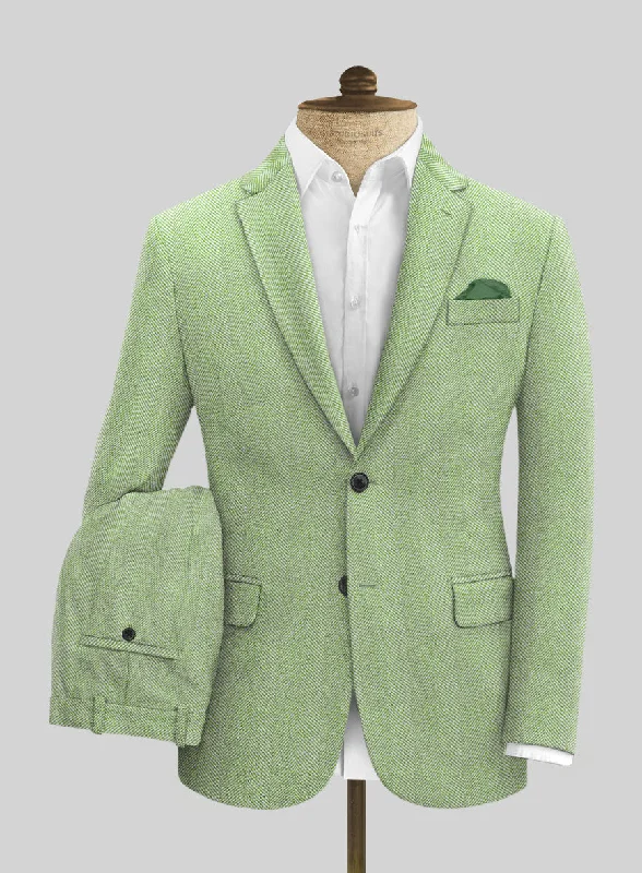 Stylish Fitwear Sartori Celemente Green Herringbone Soft Tweed Suit