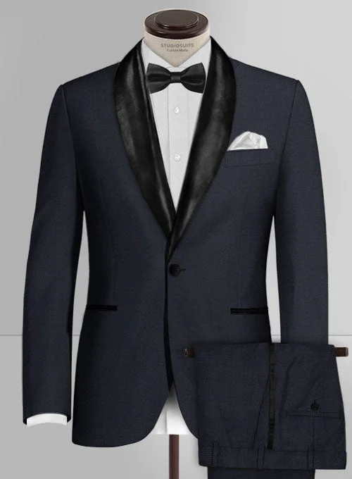 Clean Patterns Special Agent Blue Wool Tuxedo Suit