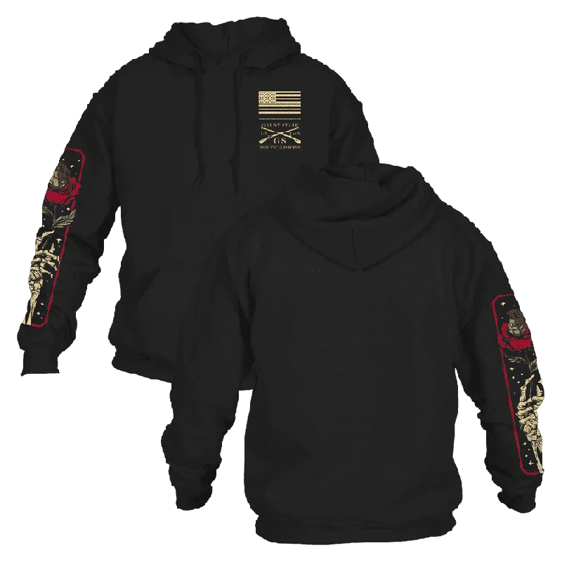 Fashionable Fit Death Rose Hoodie - Black