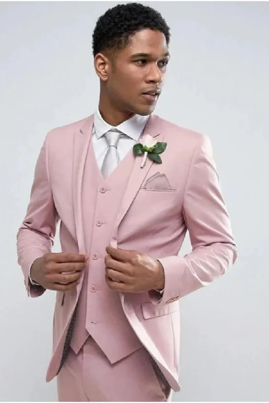 Weekend Rugged Men Suits, Suits For pink three piece Wedding Suit, Formal Fashion Slim Fit Suit - Prom Wear