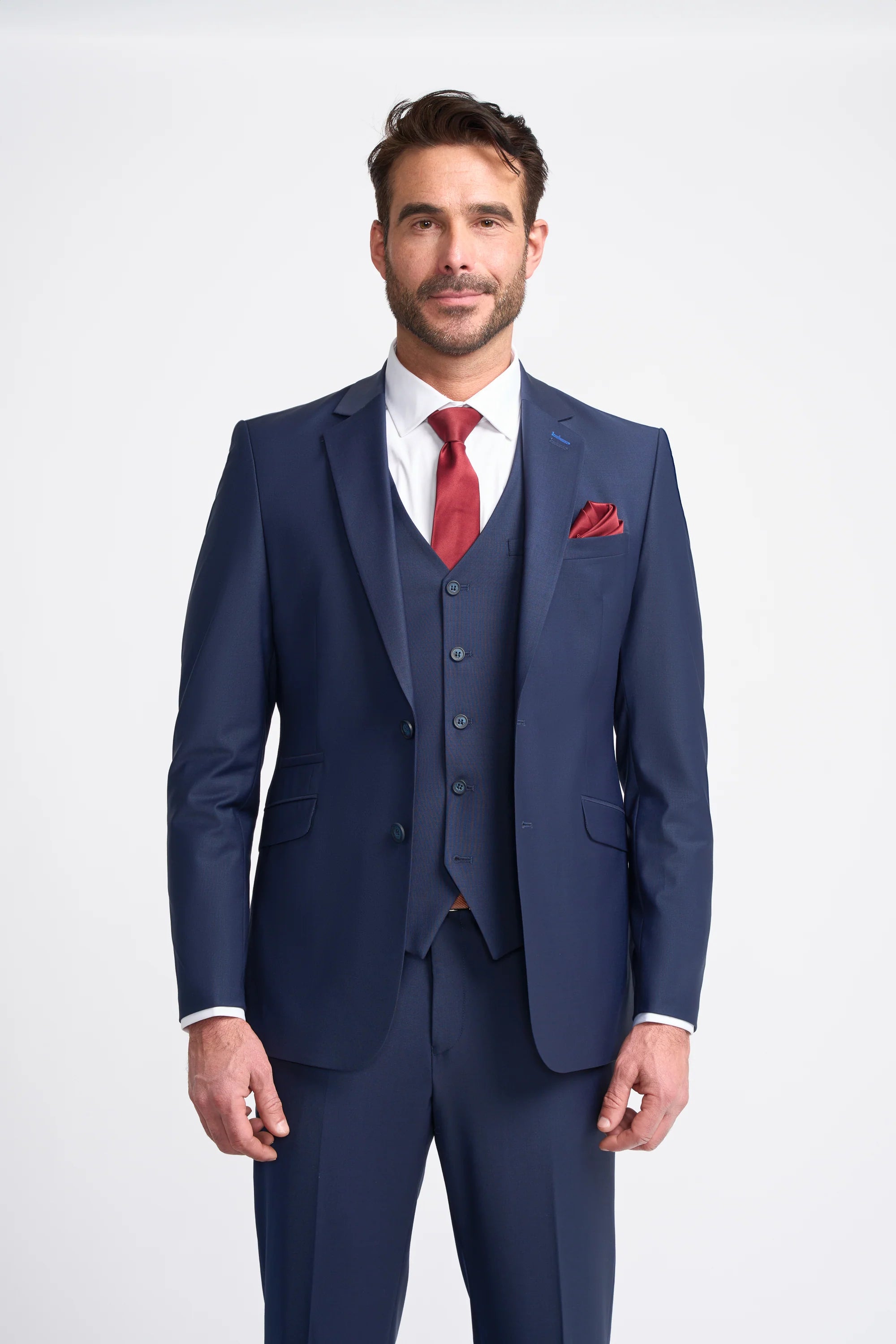 Contemporary Sport Look Bond - Men's Navy 3 Piece Tailored Fit Suit