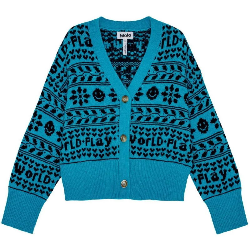 Casual Rugged Molo Peacock Blue Gilly Cardigan